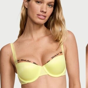 NIP VICTORIA'S SECRET Smooth Embroidery Lightly Lined Balconette Bra Citron Glow